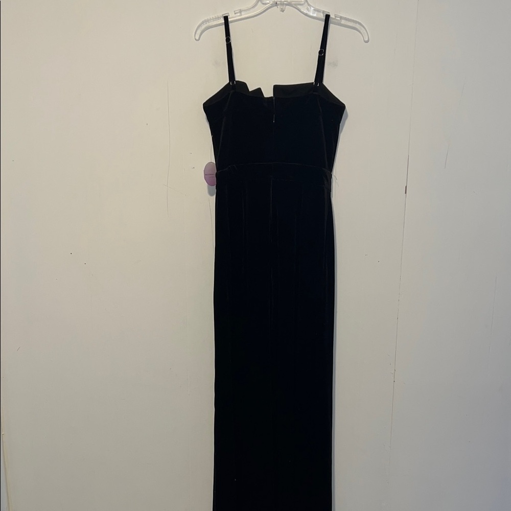 Wysteria Sleek Black Velvet Strappy Jumpsuit V-neck Wide Leg Size S 0330261 - Picture 5 of 7